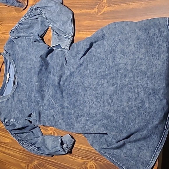 denim dress with puff sleeves Puff Sleeve Denim Dress - Lavender main image 0